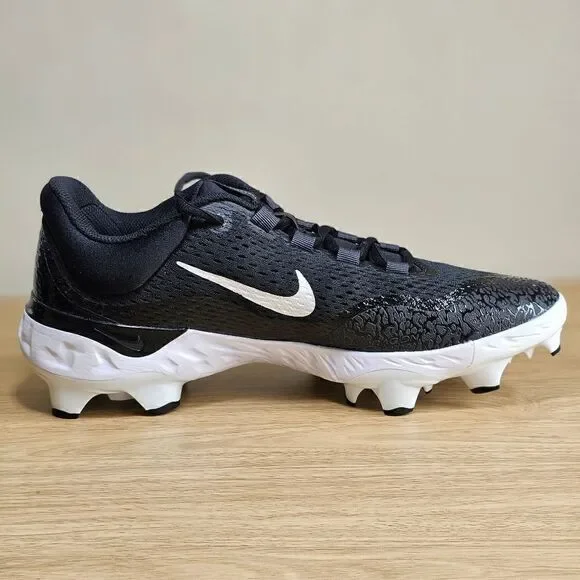 Nike Alpha Huarache Elite 4 Low MCS Baseball Cleats Shoes Black White Size 12